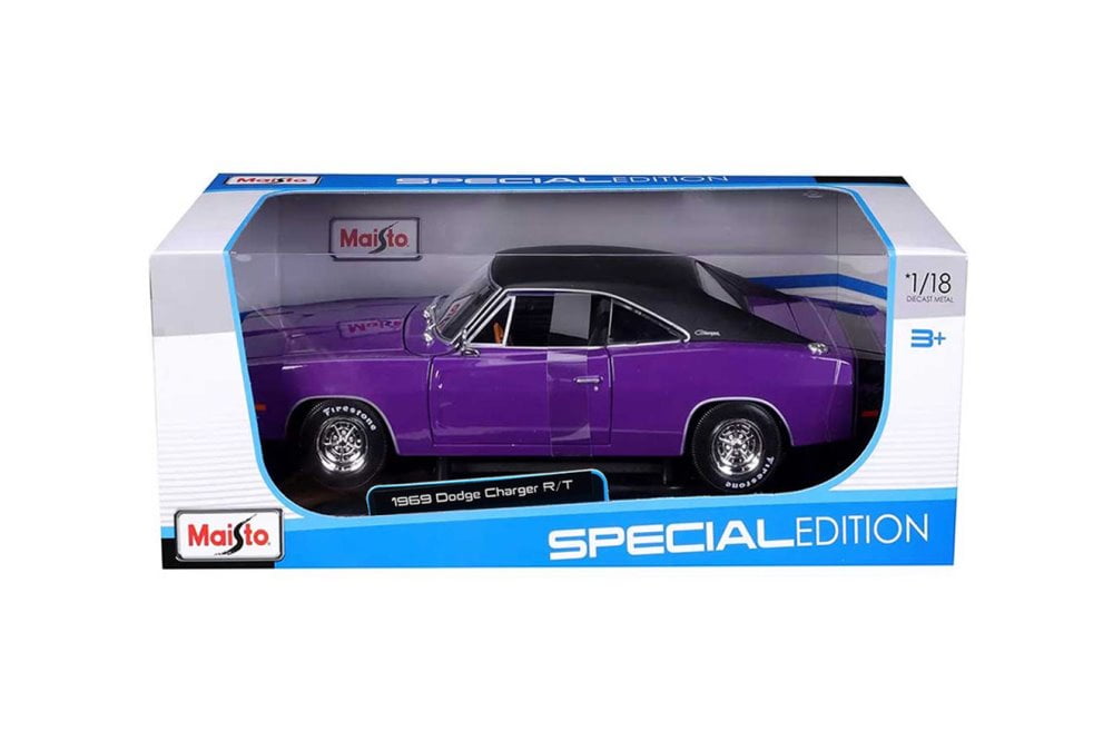 1969 Dodge Charger R/T, Purple - Maisto 31387PR - 1/18 scale Diecast Model Toy Car