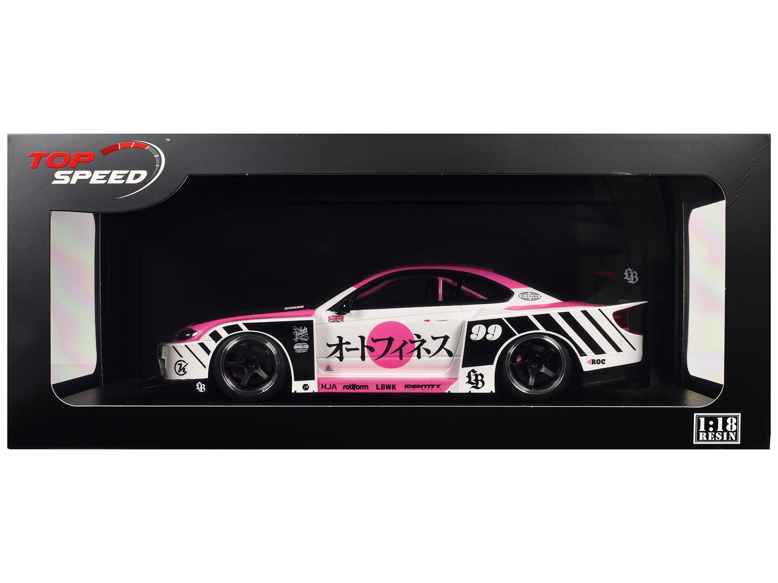 Nissan "LB-Super Silhouette" S15 SILVIA RHD (Right Hand Drive) #99 "Auto Finesse - SEMA 2023" White and Pink 1/18 Model Car by Top Speed
