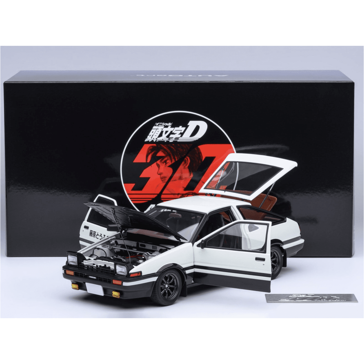 Toyota Sprinter Trueno (AE86) RHD "Project D Final Version" White w/Carbon Hood "Initial D" 1995-2013 1/18 Model Car by Autoart