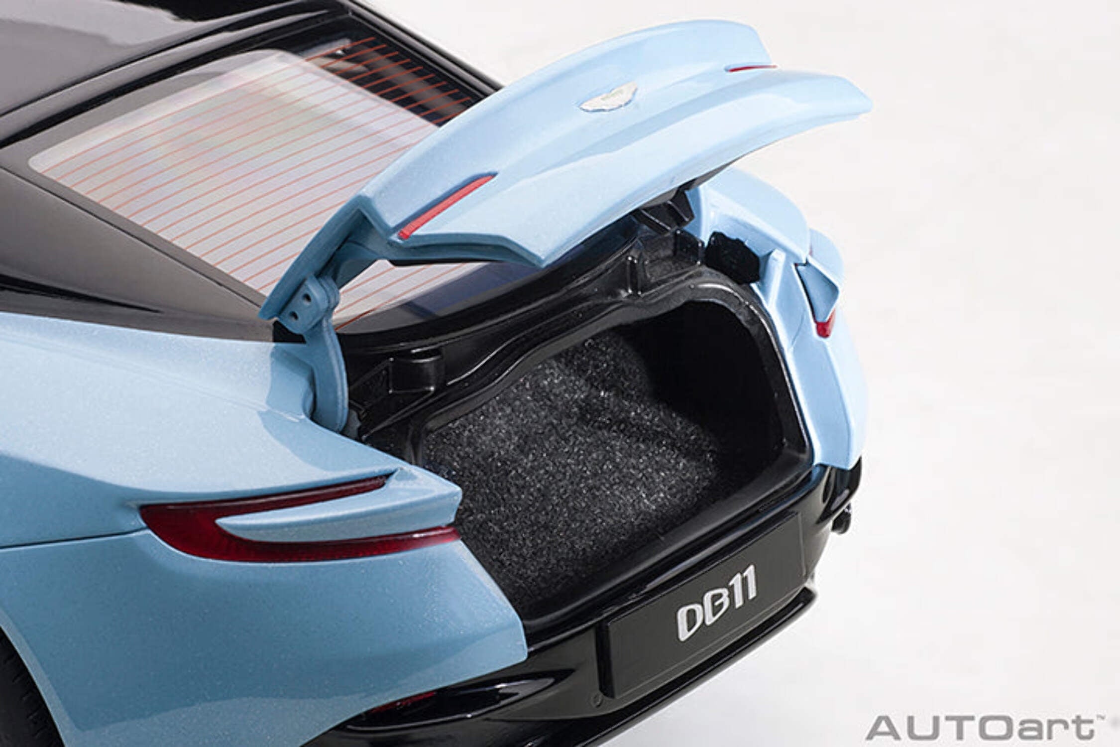 Aston Martin DB11 Q Frosted Glas Blue with Black Top 1/18 Model Car by Autoart