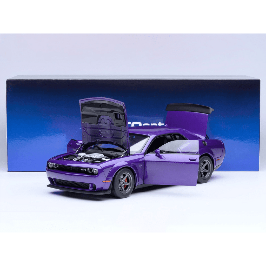 2023 Dodge Challenger SRT Super Stock Plum Crazy Purple 1/18 Model Car by Autoart