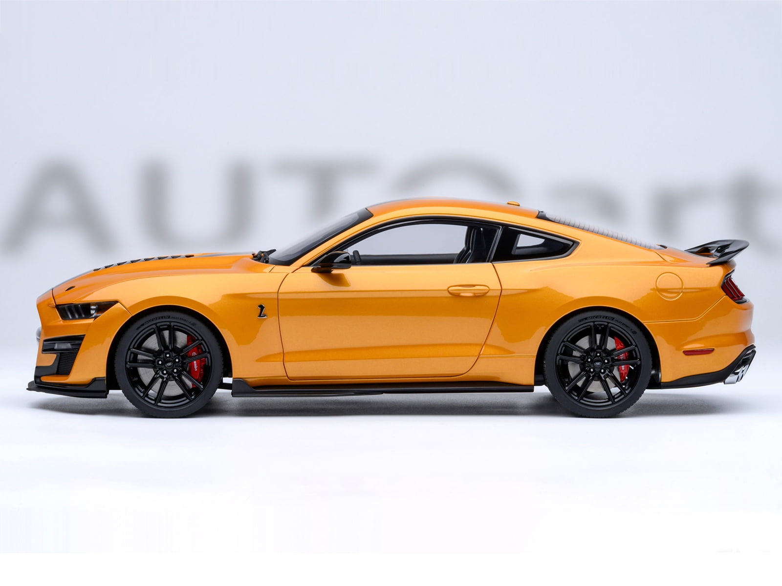 Ford Mustang Shelby GT500 Cyber Orange Metallic with Black Stripes 1/18 Model Car by Autoart