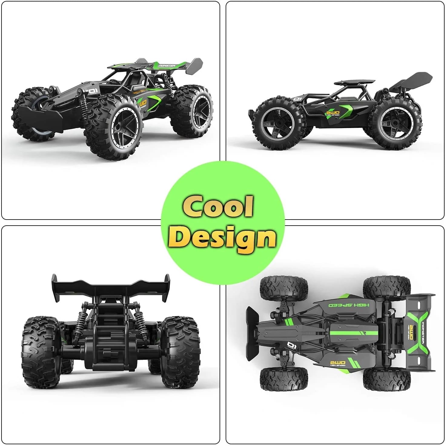 4WD Off-Road RC Car Funtogether Toys, 1:18 Scale High-Speed All-Terrain Remote Control Car for Kids Boys