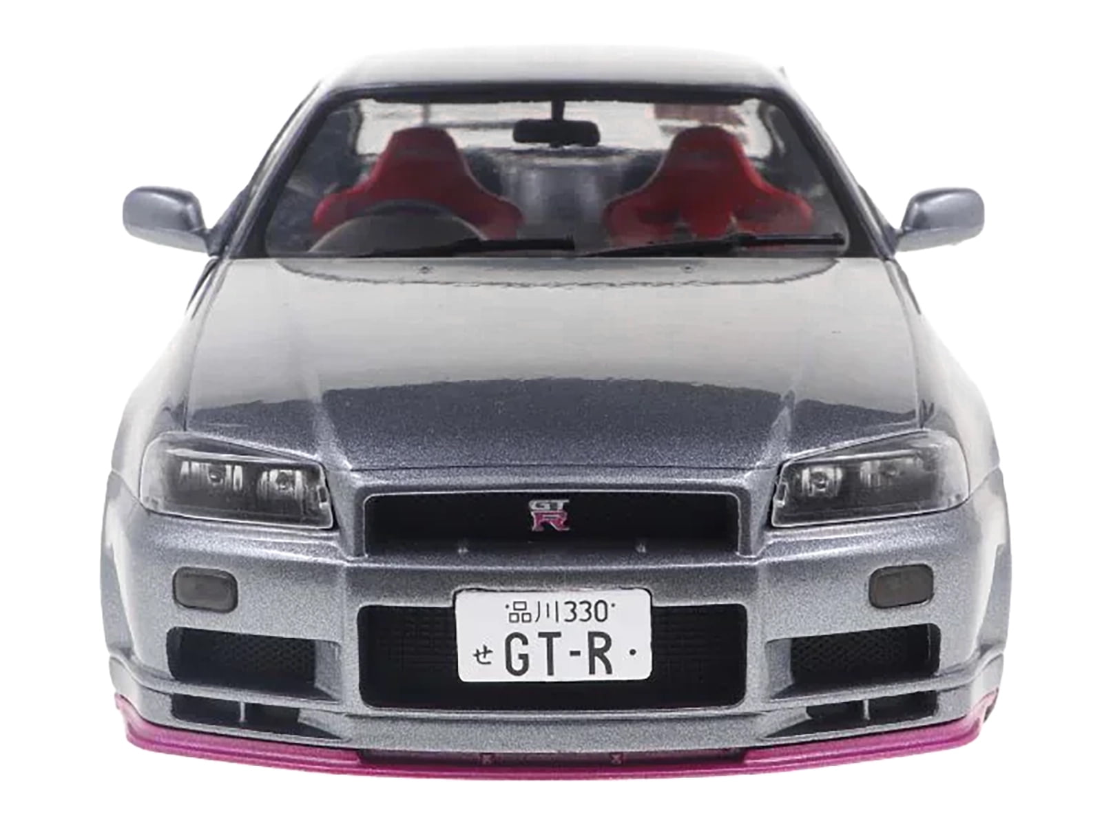 1999 Nissan Skyline GT-R (R34) RHD (Right Hand Drive) Silver Metallic with Purple Wheels 1/18 Diecast Model Car by Solido