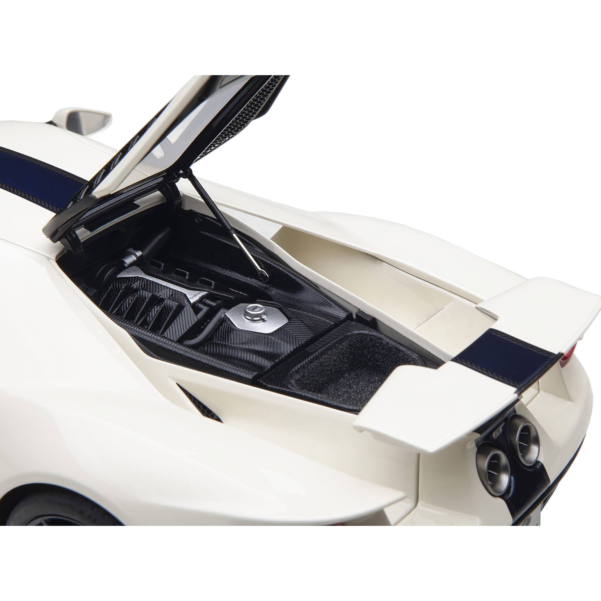 Ford GT Heritage Edition Prototype Wimbledon White with Antimatter Blue Hood and Stripe 1/18 Model Car by Autoart