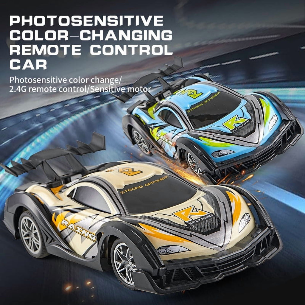 Funtogether Toys 5-Channel Color-Changing RC Car, 2.4G High-Speed Drifting Race Car with LED Lights, UV Photosensitive Remote Control Toy for Kids