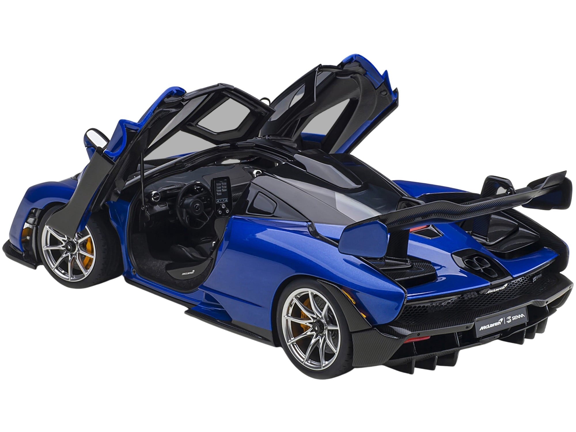 McLaren Senna Trophy Kyanos Blue and Black with Carbon Accents 1/18 Model Car by Autoart