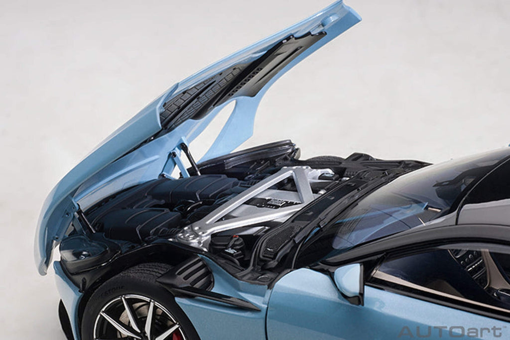 Aston Martin DB11 Q Frosted Glas Blue with Black Top 1/18 Model Car by Autoart