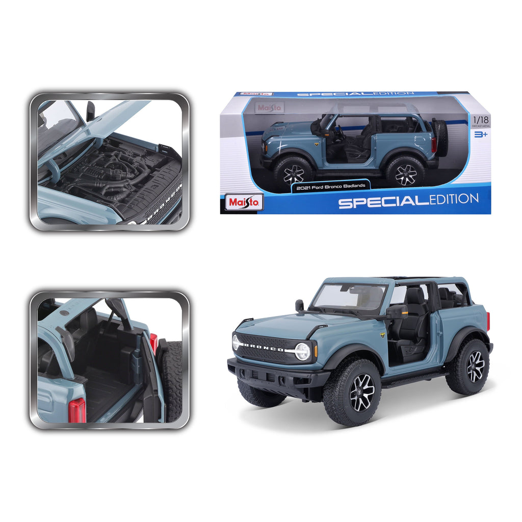 Maisto 1:18 SE 2021 Ford Bronco Badlands (without doors) Diecast Collectible Model