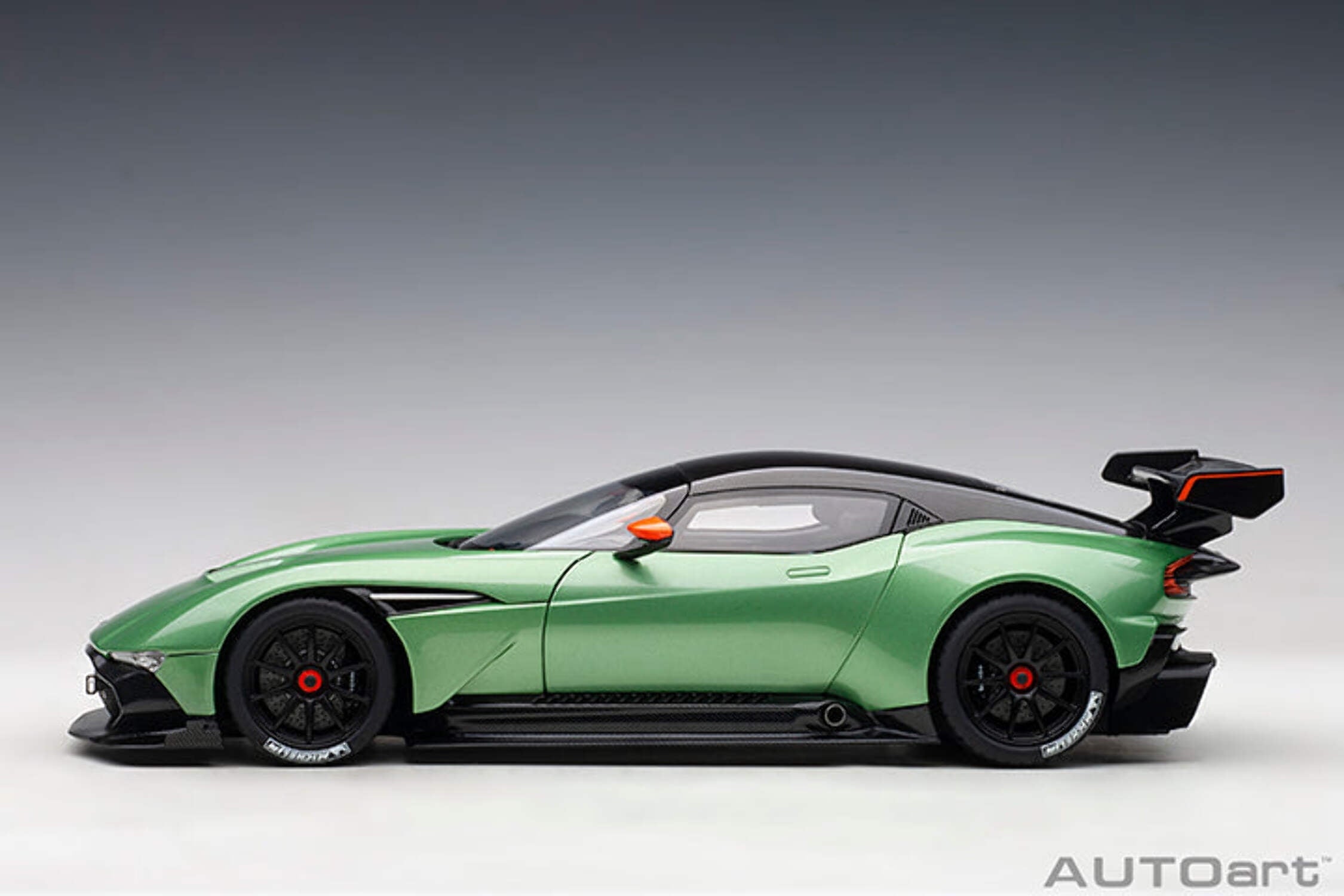 Aston Martin Vulcan Apple Tree Green Metallic with Orange Accents and Carbon Top 1/18 Model Car by Autoart