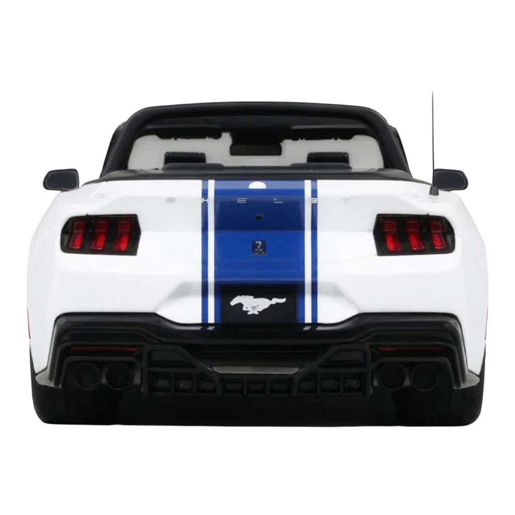 2025 Shelby Mustang Supersnake Convertible White with Blue Stripes 1/18 Model Car by GT Spirit