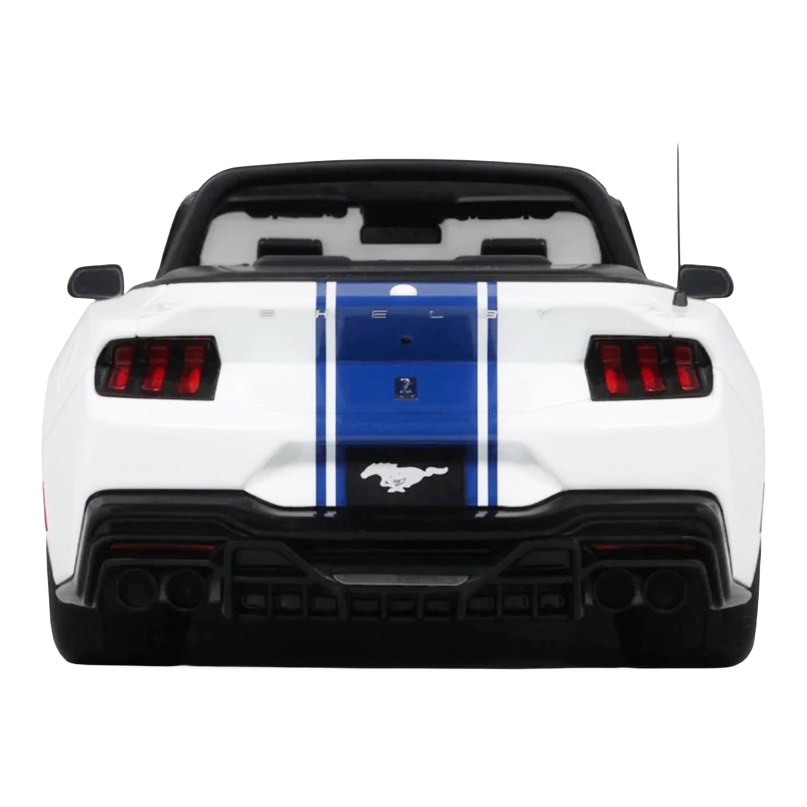 2025 Shelby Mustang Supersnake Convertible White with Blue Stripes 1/18 Model Car by GT Spirit