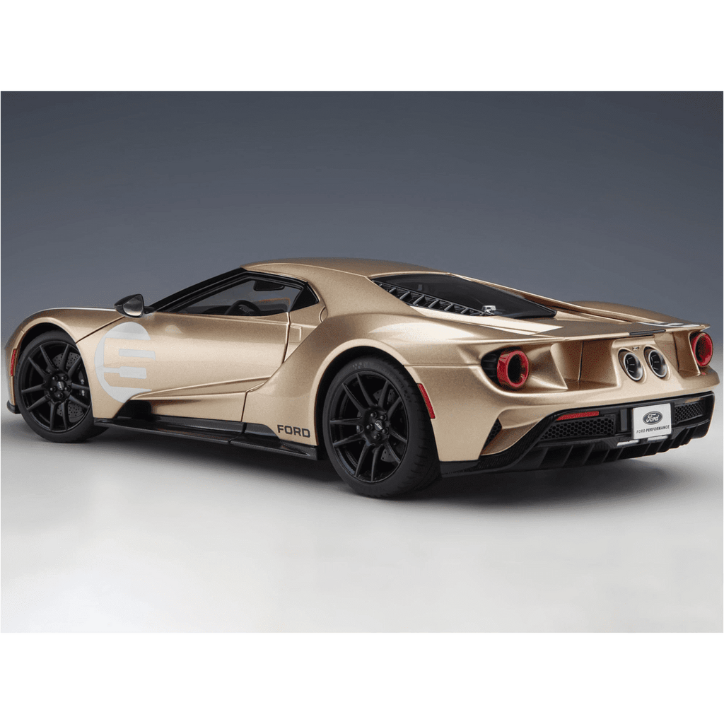 Ford GT Heritage Edition #5 "Holman Moody" Gold Metallic with Red and White Graphics 1/18 Model Car by Autoart