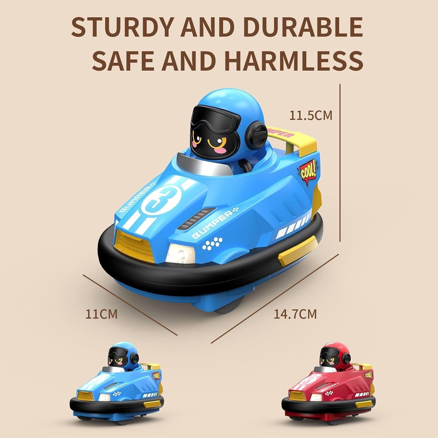 Remote Control Bumper Cars for Kids, 2 pack RC Battle Bumpers with Ejecting Figures, Light and Sound, Toys for Boys and Girls Ages 3+