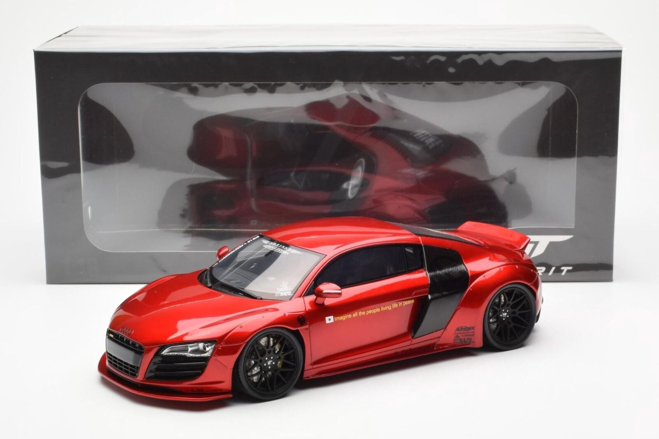2022 Audi R8 "LB Works" Red Metallic 1/18 Model Car by GT Spirit