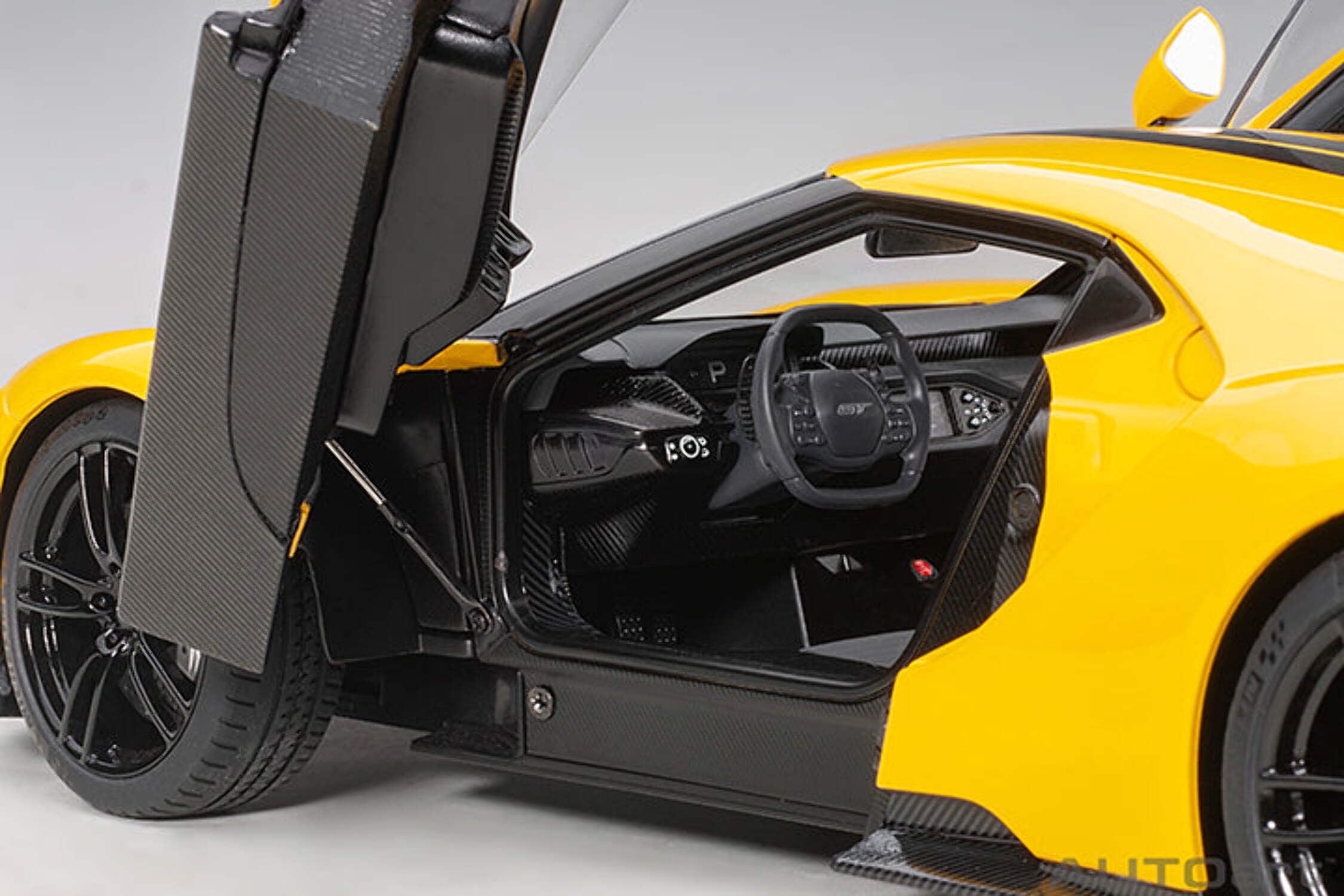2017 Ford GT Triple Yellow with Black Stripes 1/18 Model Car by Autoart