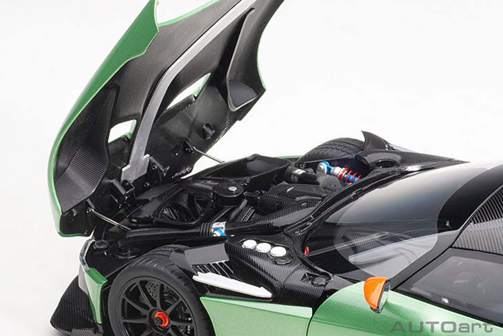 Aston Martin Vulcan Apple Tree Green Metallic with Orange Accents and Carbon Top 1/18 Model Car by Autoart