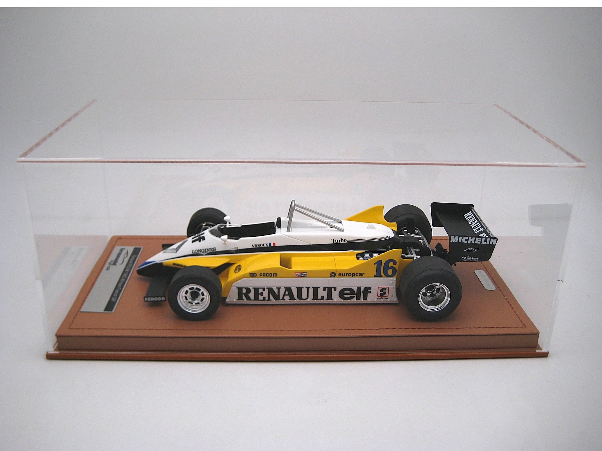 Renault RE30B #16 Winner F1 "French GP" (1982) "Mythos Series" with Display Case Limited Edition 1/18 Model Car by Tecnomodel