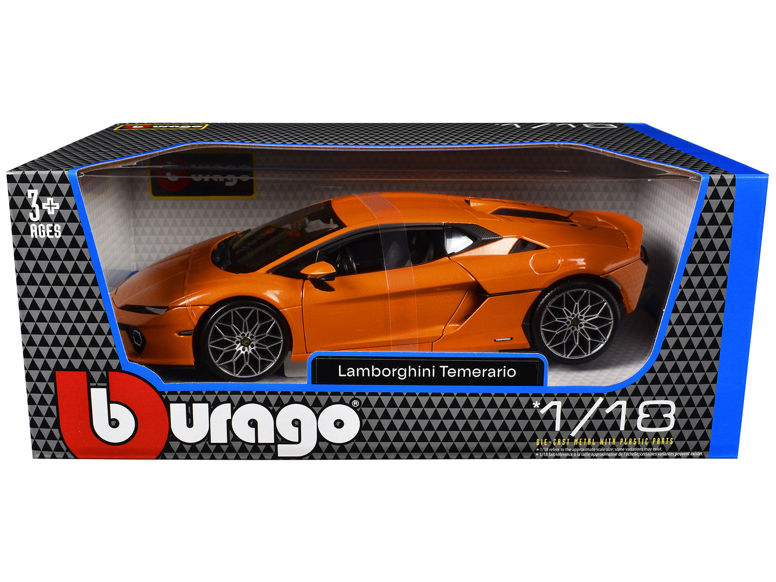 Lamborghini Temerario Orange Metallic 1/18 Die Cast Model Car by Bburago