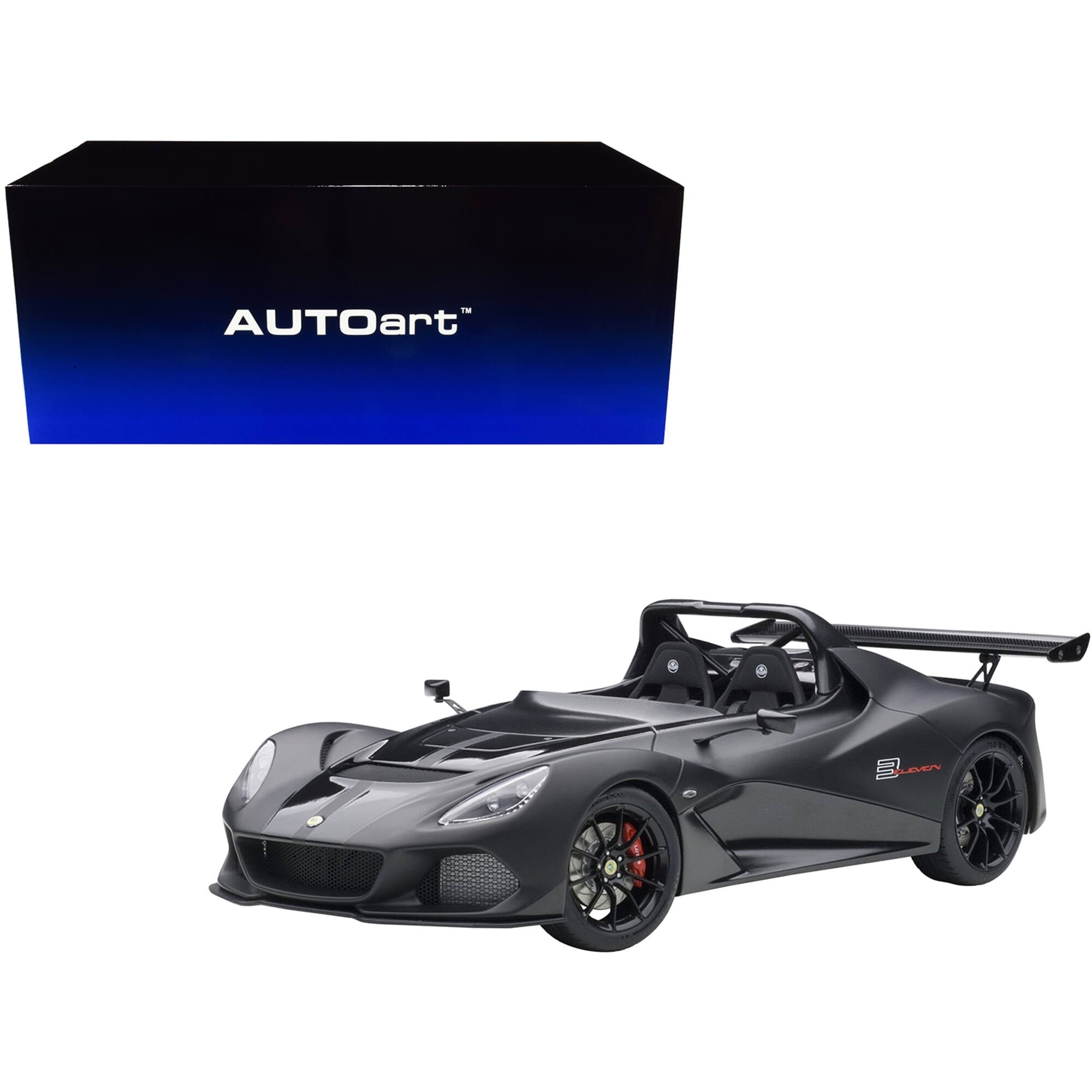 Lotus 3-Eleven Matt Black with Gloss Black Accents 1/18 Model Car by Autoart