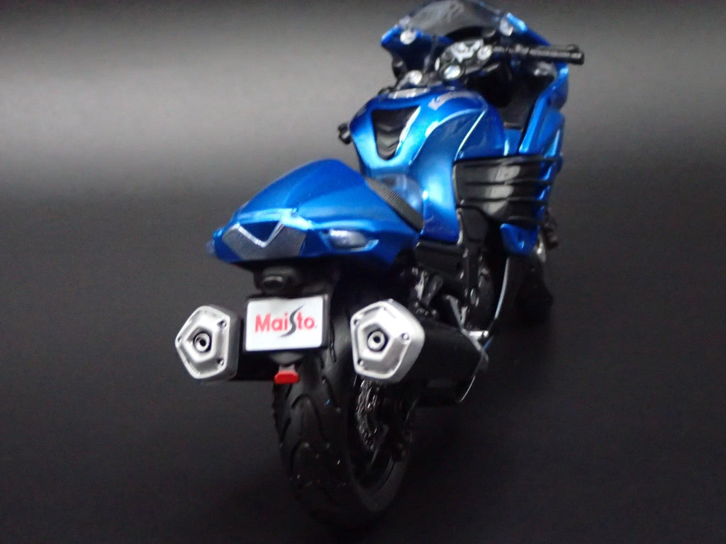 Open Box KAWASAKI NINJA ZX 14R BIKE MOTORCYCLE BLUE 1/18 SCALE DIORAMA DIECAST MODEL BIKE