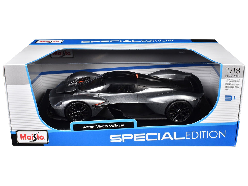 Aston Martin Valkyrie Silver Metallic with Matt Black Top "Special Edition" Series 1/18 Die Cast Model Car by Maisto