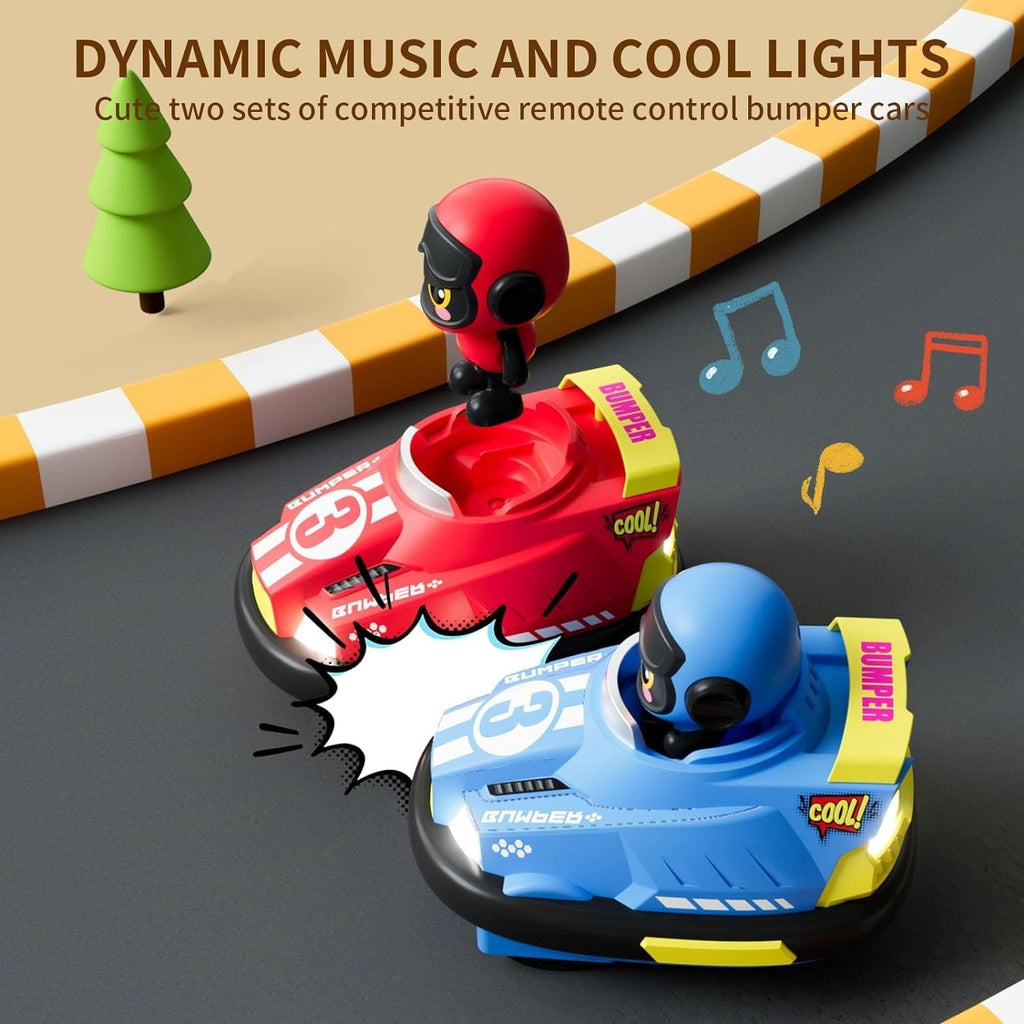 Remote Control Bumper Cars for Kids, 2 pack RC Battle Bumpers with Ejecting Figures, Light and Sound, Toys for Boys and Girls Ages 3+