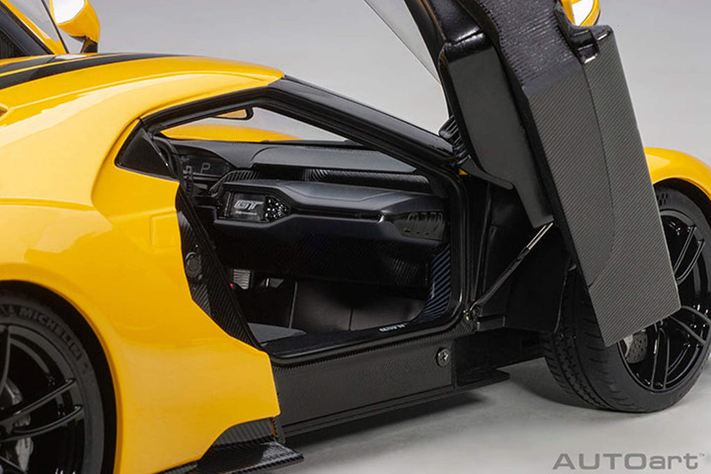2017 Ford GT Triple Yellow with Black Stripes 1/18 Model Car by Autoart