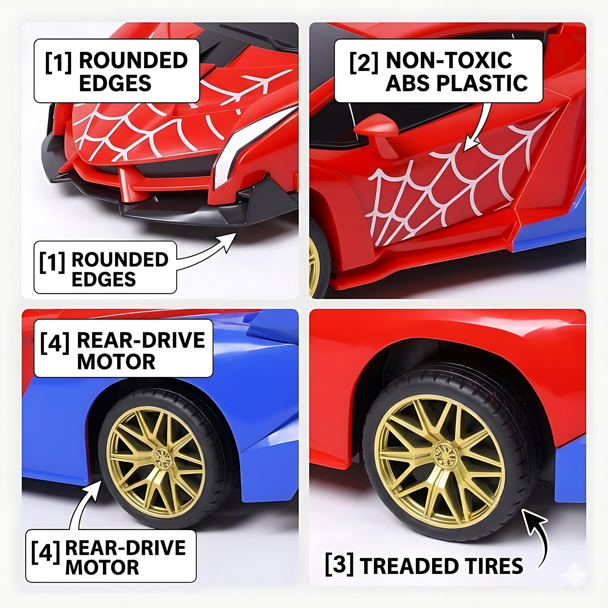 1:18 Spider RC Car Transforming Robot with 2.4GHz Remote Control, Stunt 360° Rotation and LED Lights for Boys 3-12