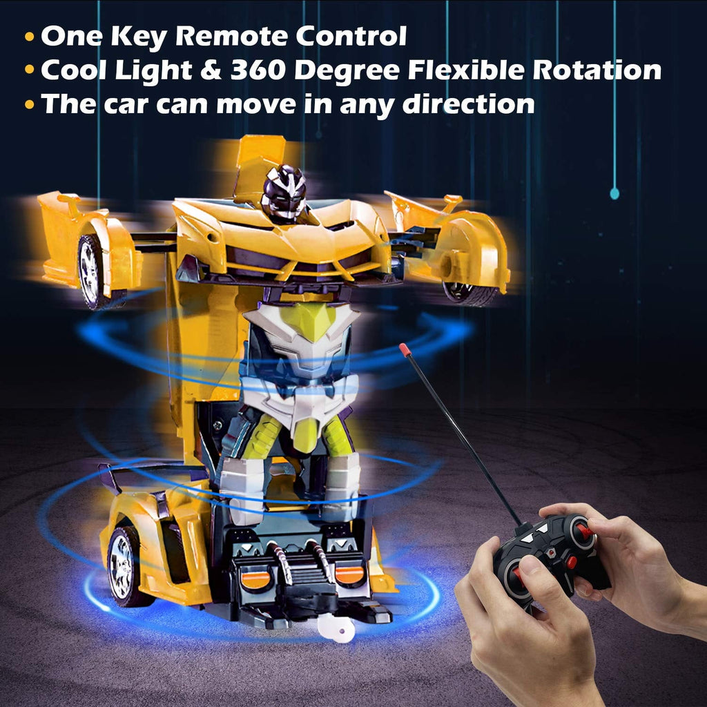 Remote Control Transform Car Robot Toy 2.4Ghz 1:18 Rechargeable 360°Rotating Stunt Race Car Toys