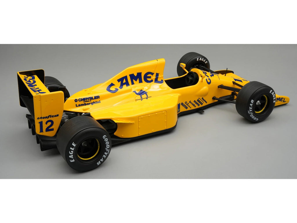 Lotus 102 #12 "Lamborghini Engine" F1 "Monaco GP" (1990) "Mythos Series" with Display Case 1/18 Model Car by Tecnomodel