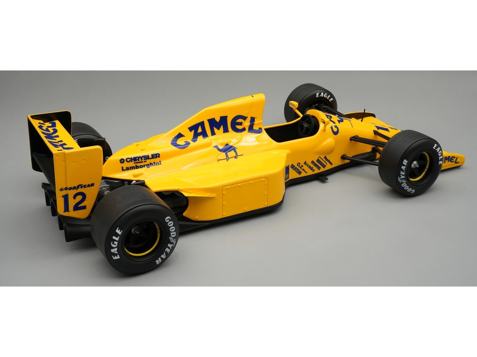 Lotus 102 #12 "Lamborghini Engine" F1 "Monaco GP" (1990) "Mythos Series" with Display Case 1/18 Model Car by Tecnomodel