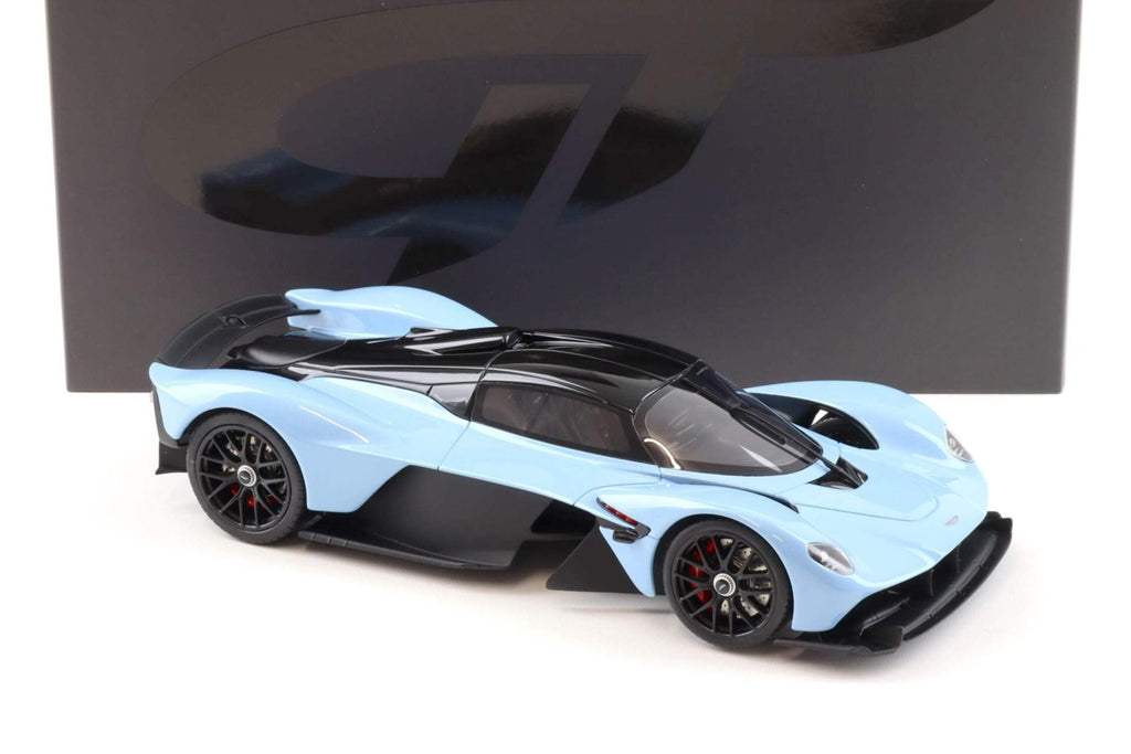 2023 Aston Martin Valkyrie Light Blue with Black Top 1/18 Model Car by GT Spirit