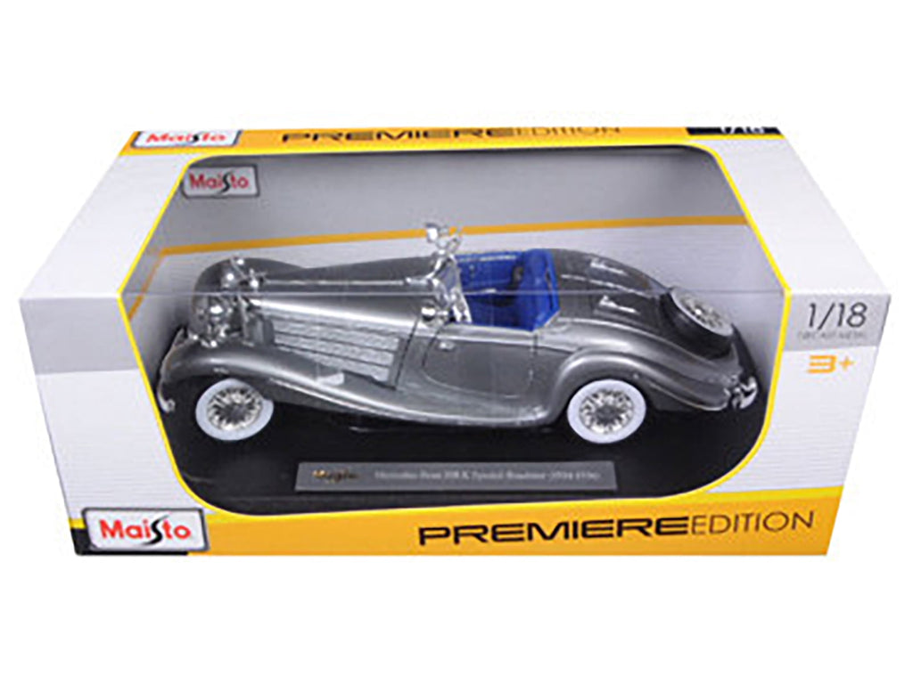 1936 Mercedes 500K Special Roadster Grey 1/18 Diecast Model Car by Maisto