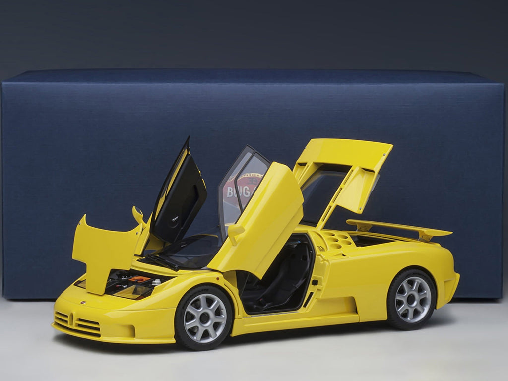 Bugatti EB110 SS Super Sport Giallo Bugatti Yellow with Silver Wheels 1/18 Model Car by Autoart