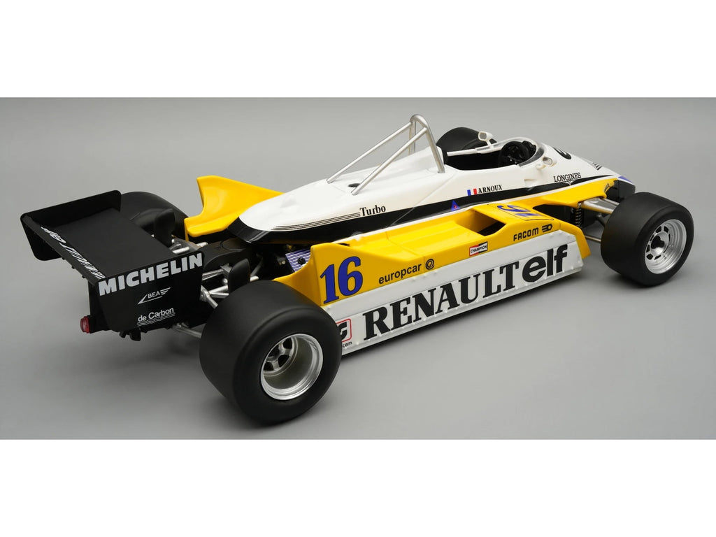 Renault RE30B #16 Winner F1 "French GP" (1982) "Mythos Series" with Display Case Limited Edition 1/18 Model Car by Tecnomodel