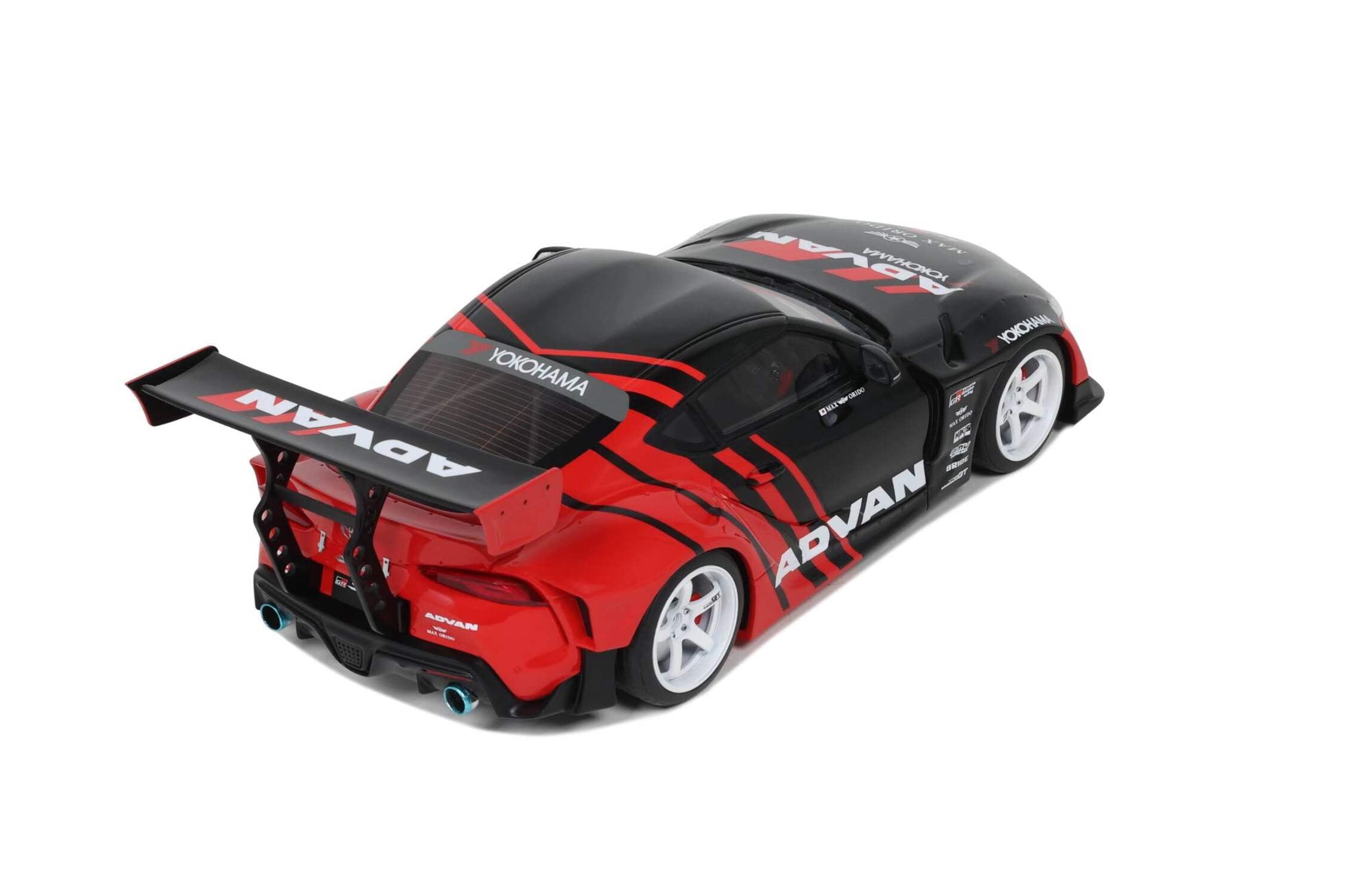 2020 Toyota Supra GR RHD (Right Hand Drive) "Advan" Black and Red 1/18 Model Car by GT Spirit