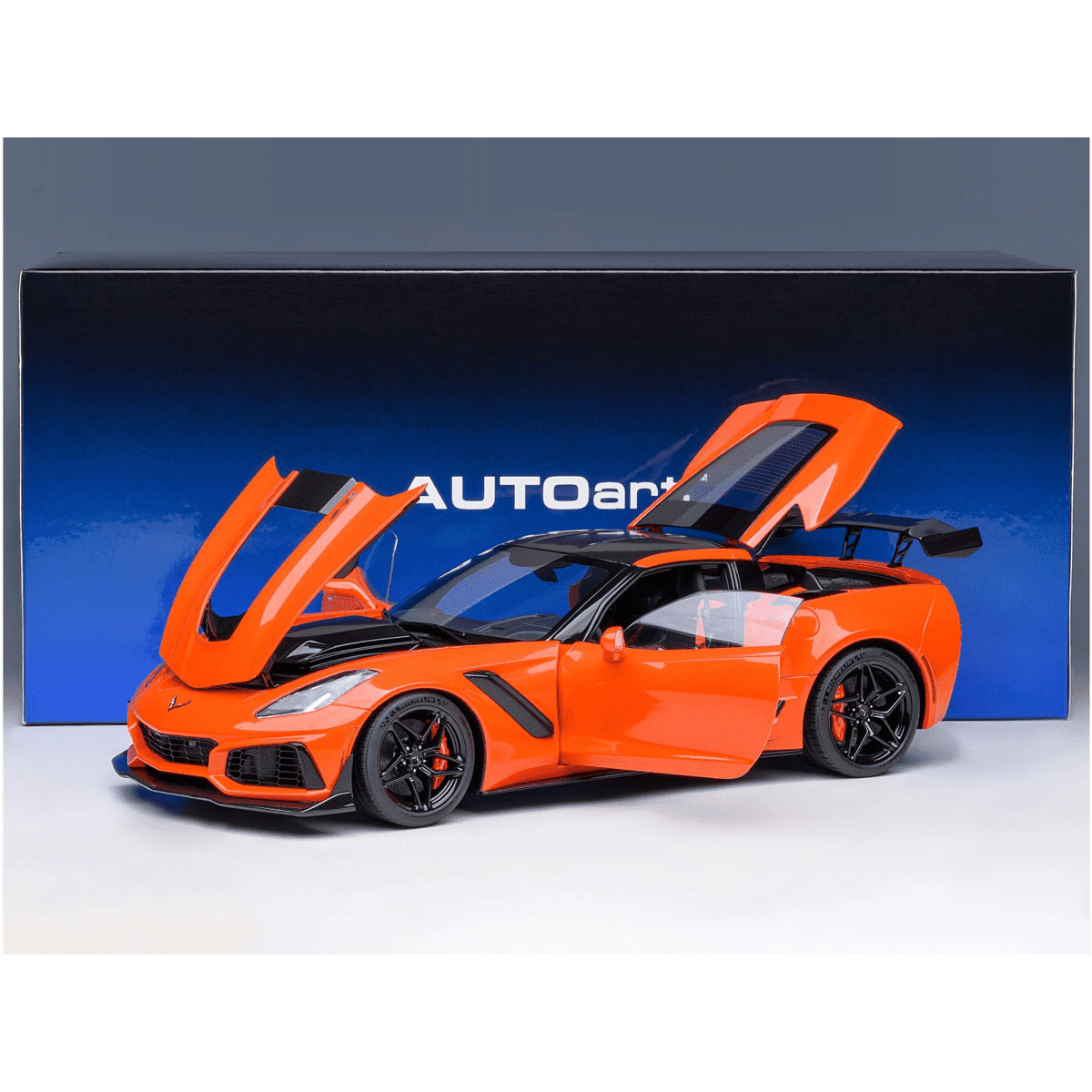 2019 Chevrolet Corvette C7 ZR1 Sebring Orange Tintcoat with Carbon Top 1/18 Model Car by Autoart