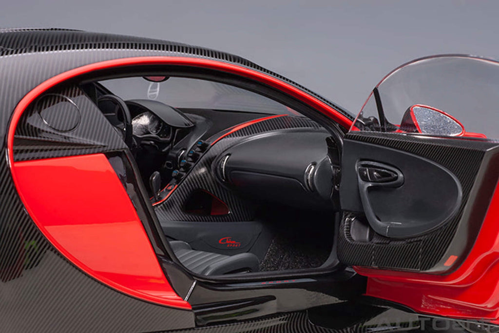 2019 Bugatti Chiron Sport Italian Red and Carbon Black 1/18 Model Car by Autoart