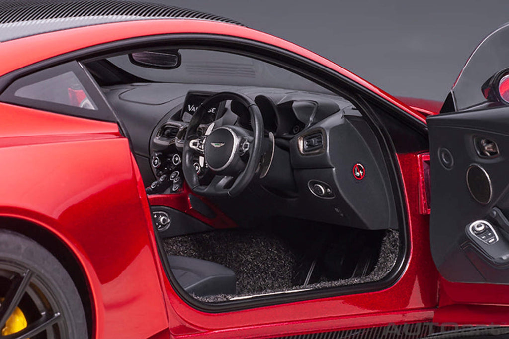 2019 Aston Martin Vantage RHD (Right Hand Drive) Hyper Red Metallic with Carbon Top 1/18 Model Car by Autoart