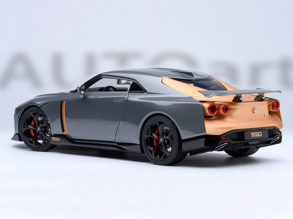 Nissan GT-R50 By ItalDesign "Goodwood Version" Liquid Kinetic Gray Metallic with Gold Accents 1/18 Model Car by Autoart