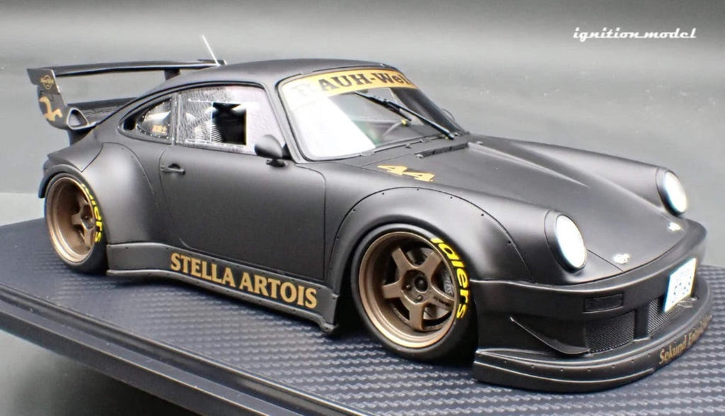 Ignition-Model Porsche 911 RWB 930 Matte Black w/ SSR SP1 Wheels 1:18