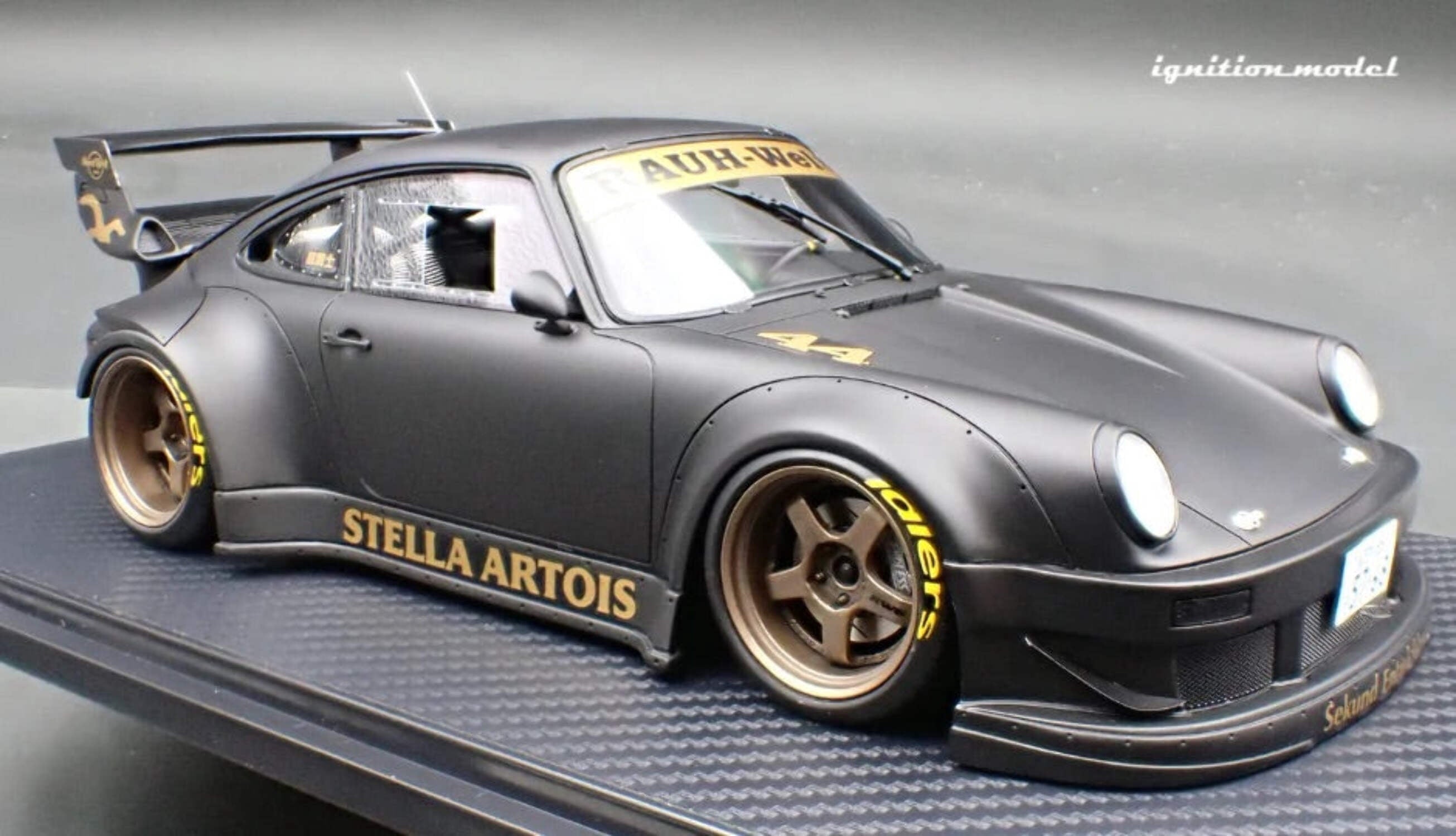 Ignition-Model Porsche 911 RWB 930 Matte Black w/ SSR SP1 Wheels 1:18