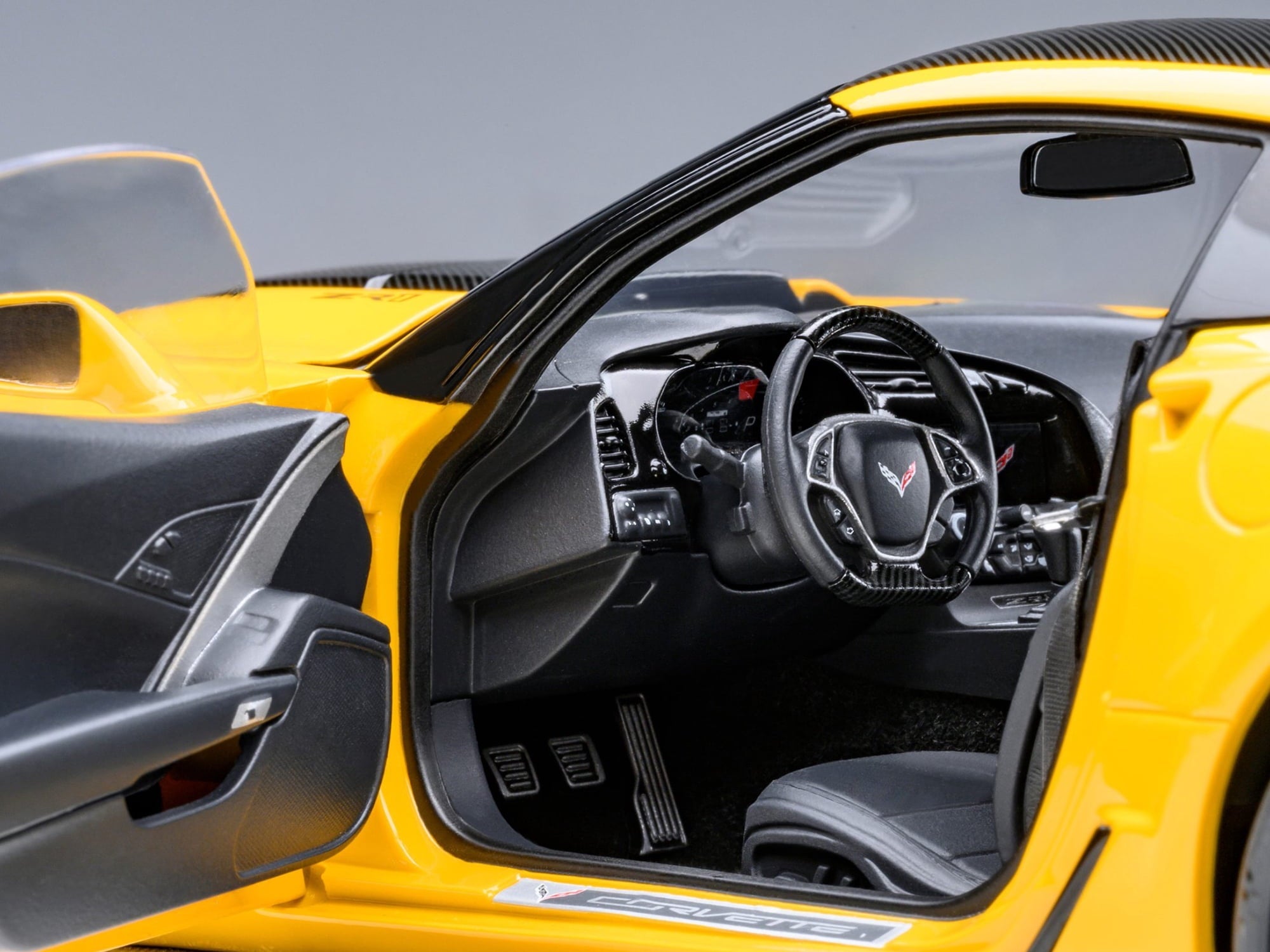 2019 Chevrolet Corvette C7 ZR1 Corvette Racing Yellow Tintcoat with Carbon Top 1/18 Model Car by Autoart