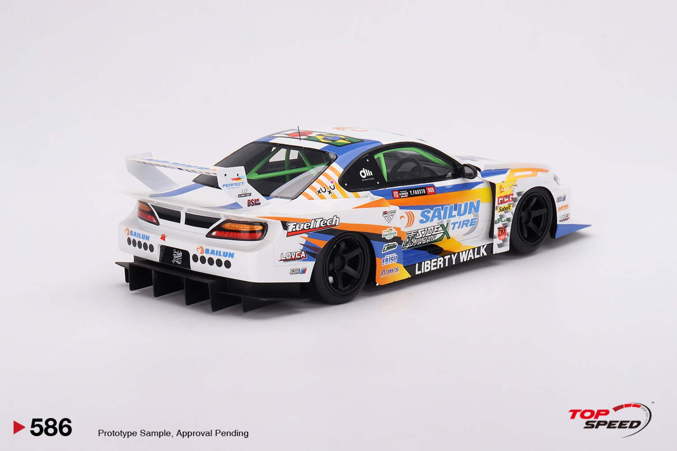 Nissan LB-Super Silhouette S15 SILVIA #555 Yukio Fausto "Formula Drift Japan" (2023) 1/18 Model Car by Top Speed