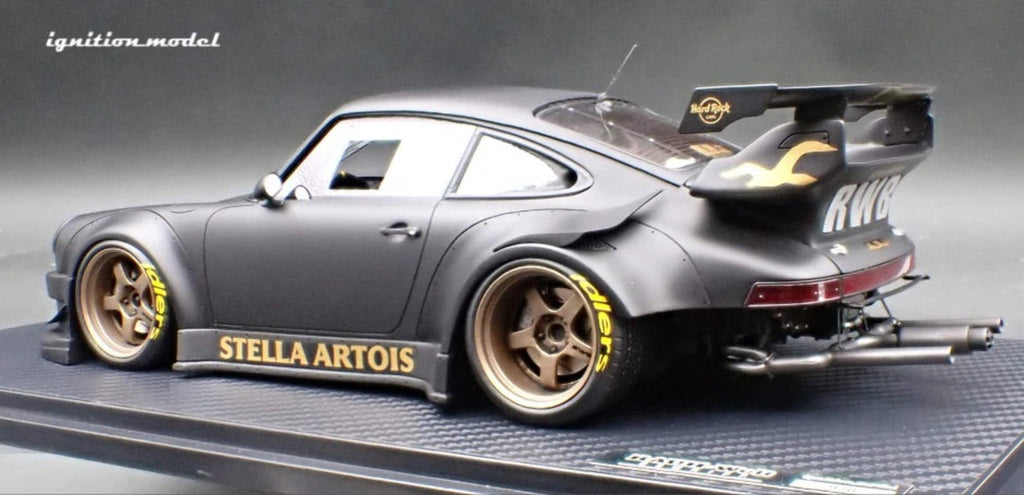 Ignition-Model Porsche 911 RWB 930 Matte Black w/ SSR SP1 Wheels 1:18