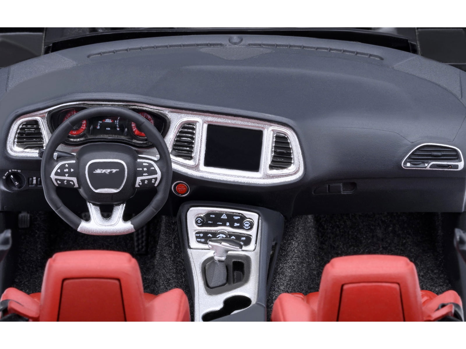 2023 Dodge Challenger SRT Super Stock Pitch Black with Red Interior 1/18 Model Car by Autoart