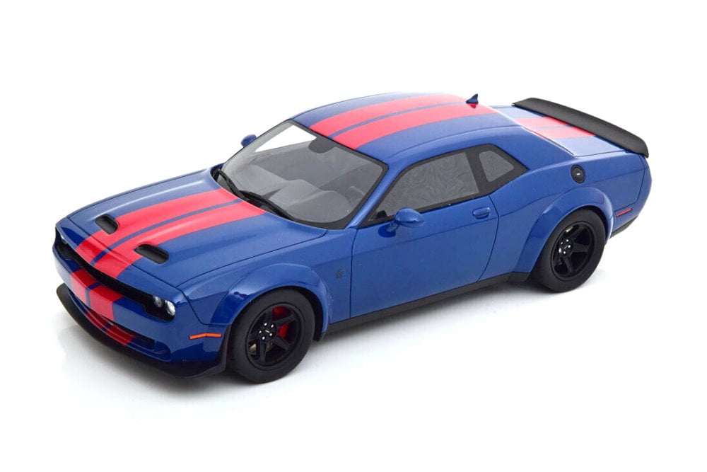 2021 Dodge Challenger Super Stock, Indigo Blue and Red - GT Spirit GT362 - 1/18 scale Resin Model Toy Car