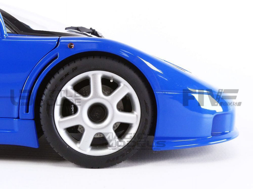 Bugatti EB110 SS Super Sport French Racing Blue with Silver Wheels 1/18 Model Car by Autoart