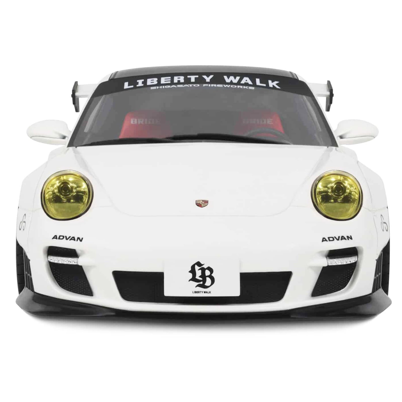 2024 Porsche 911 Turbo LB-Works White with Black Top 1/18 Model Car by GT Spirit